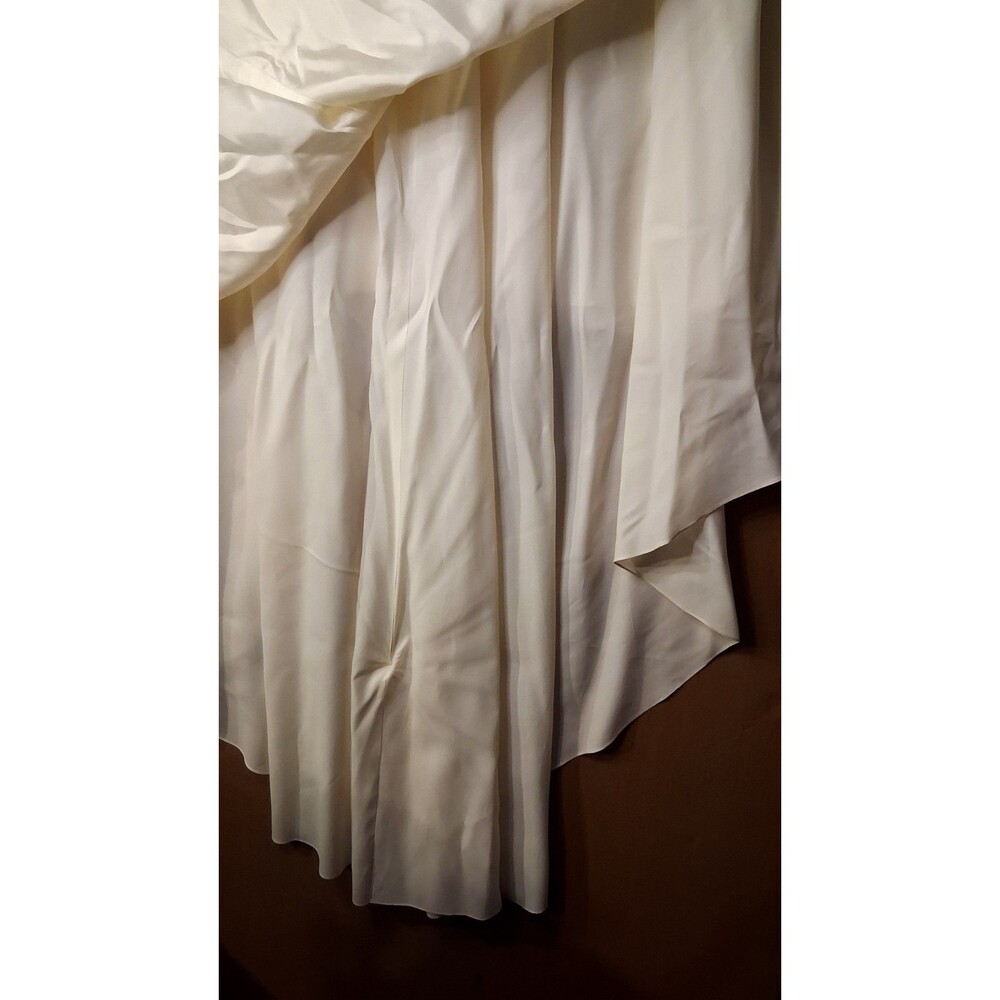 Vintage 80s 90s Satin Wedding Gown with Cathedral Train Romantic Brocade Floral - Picture 16 of 16